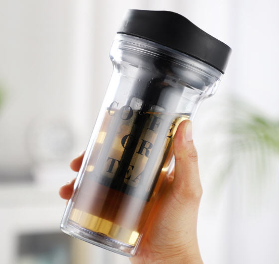 แก้วน้ำสองชั้น,แก้วกาแฟ,แก้วพร้อมที่กรองชา,420ml