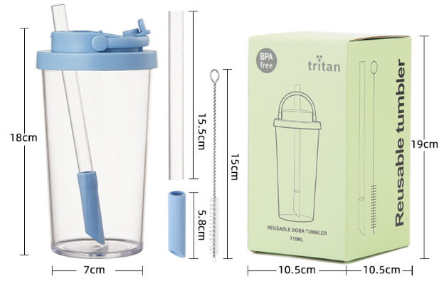 แก้วพลาสติกพร้อมหลอด,แก้วพลาสติกใส่ชานม,แก้วพลาสติกใส,710ml