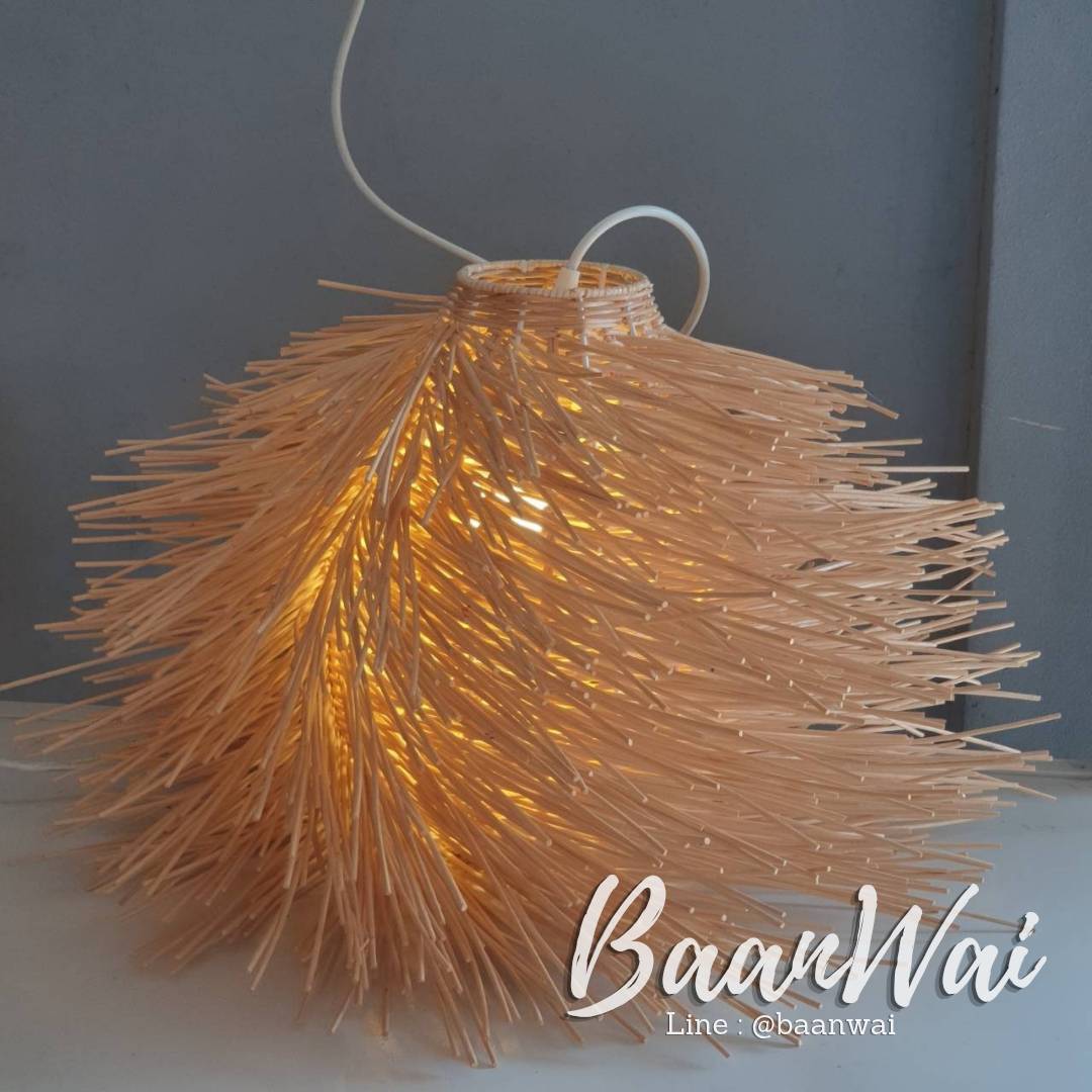 โคมไฟหวาย ฟอกขาว ทรงปะการัง