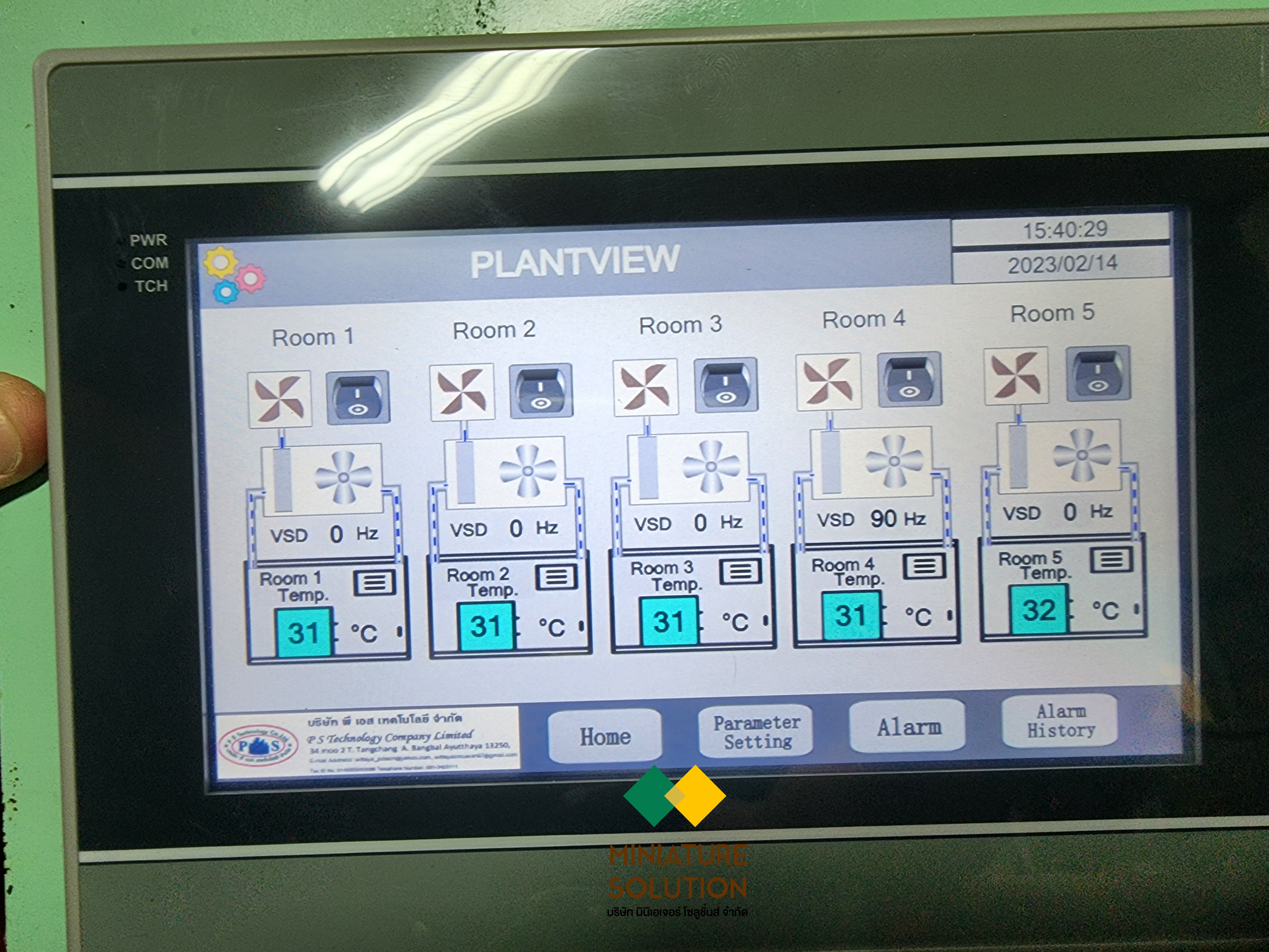 Support งานเขียนโปรแกรม PLC HMI ควบคุมระบบ AHU 6 ชุด ในงานระบบปรับอากาศ