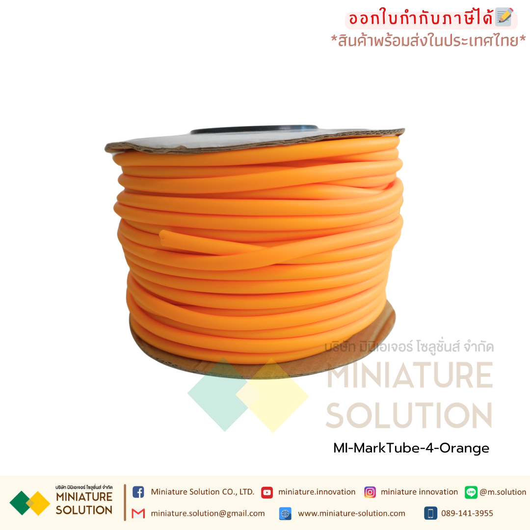 ปลอกสายไฟ PVC Marking Tube เบอร์ 1/1.5/2.5/4/6/8 Dimeter 2.8/3.2/3.6/4.2/5.2/6.2 mm (30/40/45/55/60/80m/Roll) สีเหลือง/สีส้ม