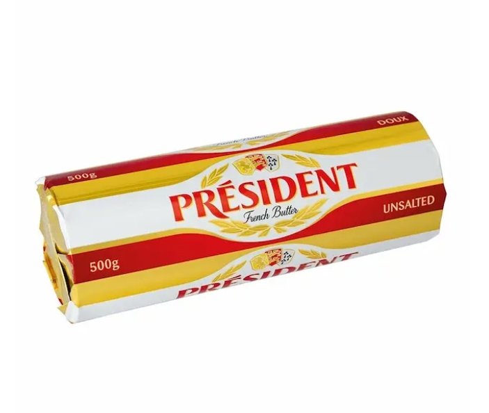 President Unsalted Butter 82 % เนยสดชนิคจืด เพรสซิเดนท์ 82 % 500 g. (02-9217)