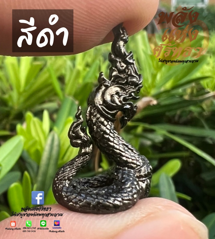 พญานาคราช พญานาค องค์เล็กจิ๋ว ขนาด 1 นิ้ว พกพาได้ เนื้อทองเหลือง รายละเอียดครบ