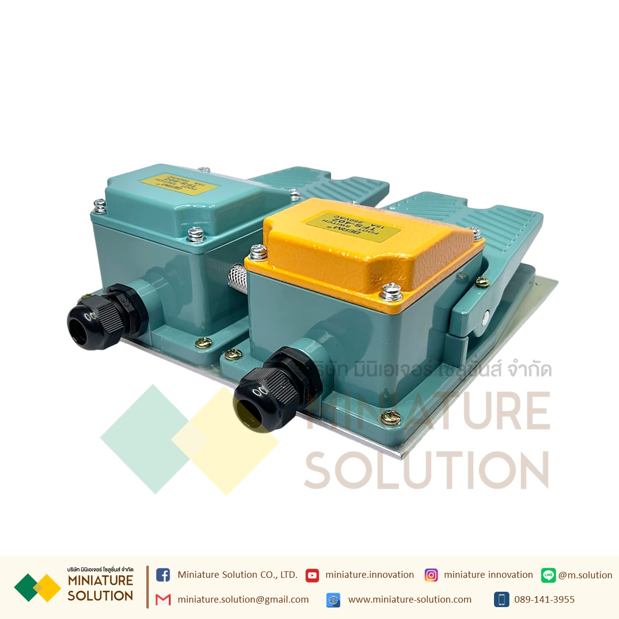 TFS-403 double pedal เหยียบคู่ foot switch 10A 250VAC สวิทช์เท้าเหยียบ ฟุตสวิทช์ สวิทช์เท้า สีเขียว 1 สีส้ม 1 TFS-802