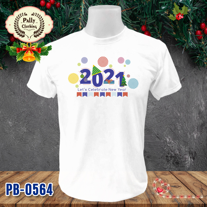 เสื้อปีใหม่และคริสต์มาส PB-0564 ลาย 2021 Let's Celebrate New Year