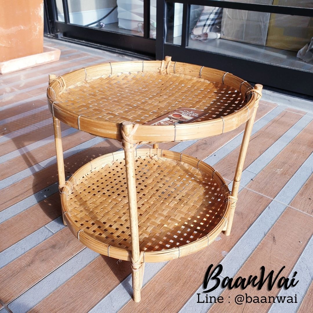 ชั้นวางไม้ไผ่ 2 ชั้น ขนาด 10 นิ้ว