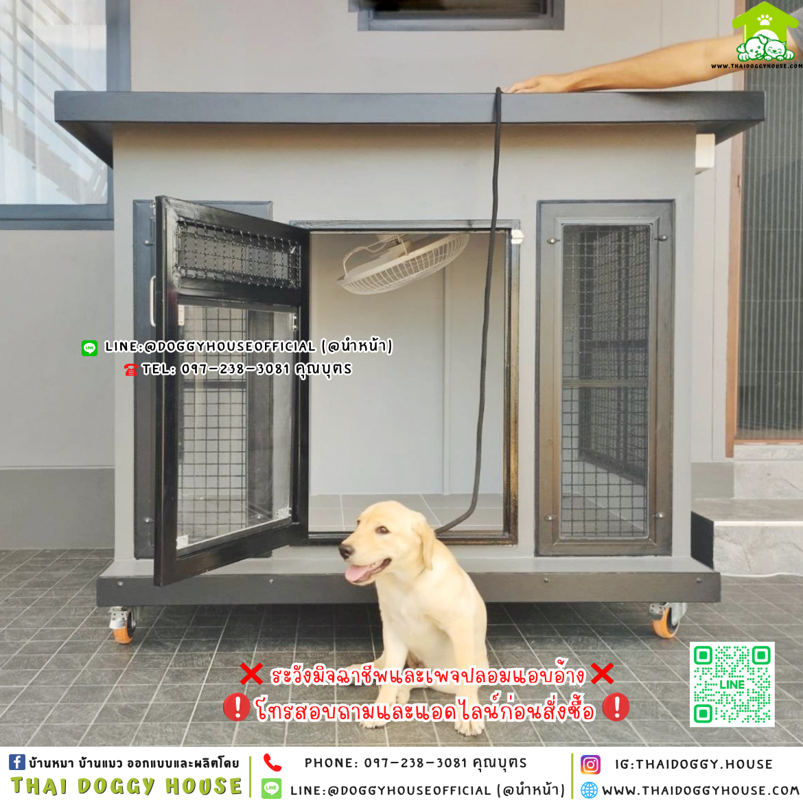 🏡บ้านหมา แบบติดพัดลม แบบบ้าน 𝐁𝐨𝐱 𝐬𝐭𝐲𝐥𝐞🐶🐾