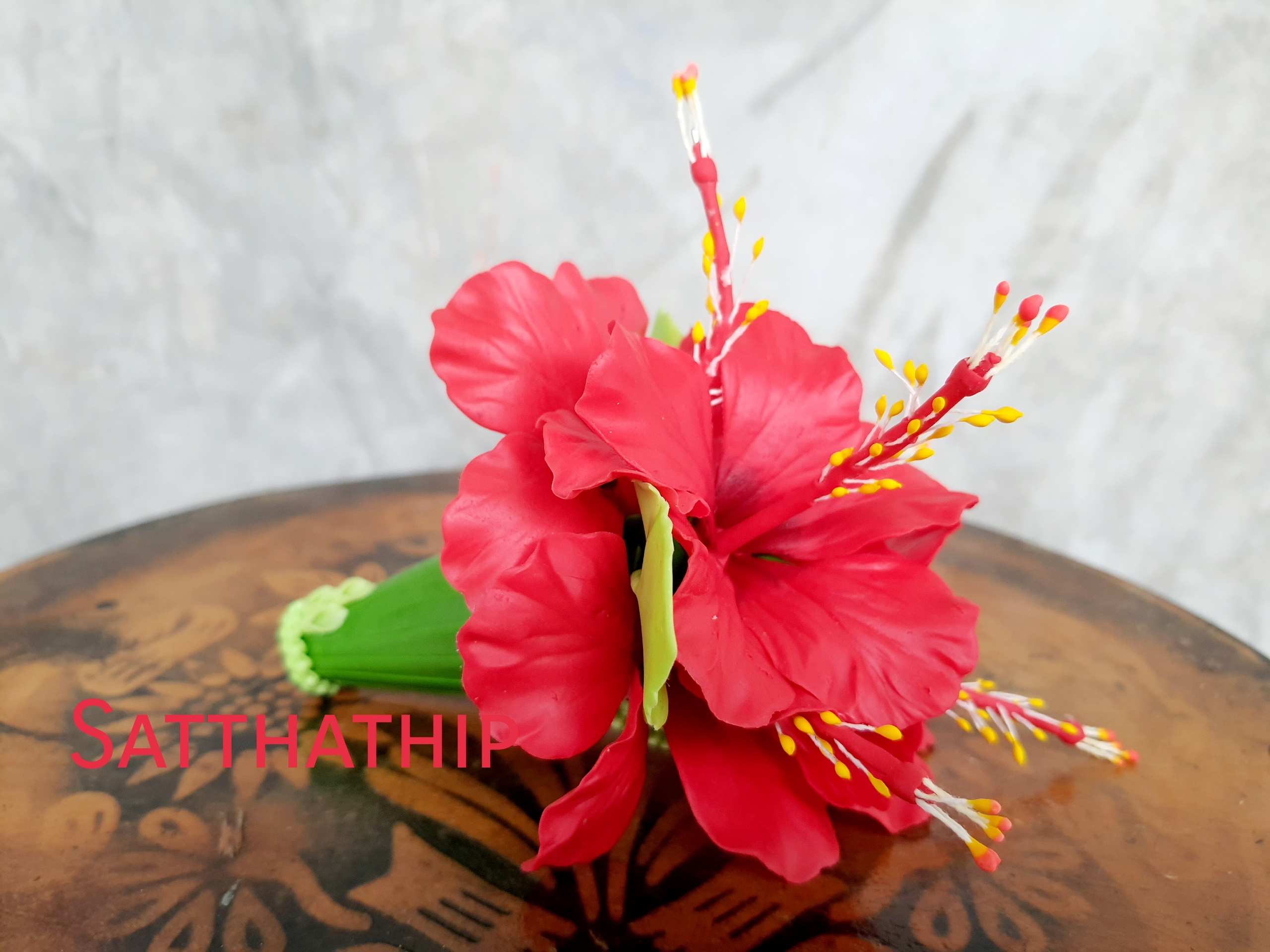 กรวยดอกชบา ประดิษฐ์จากดิน