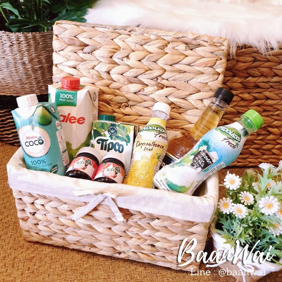 กล่องอเนกประสงค์ ลิ้นชักผักตบชวา กล่องบุผ้าด้านใน