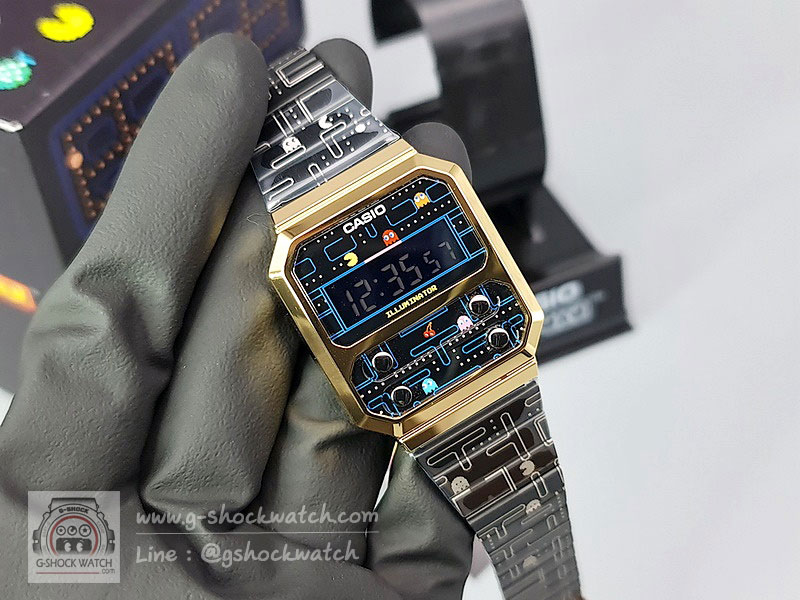CASIO นาฬิกาข้อมือ นาฬิกากันน้ำ นาฬิกาของแท้ ประกันศูนย์ CMG 1 ปี รุ่น A100WEPC-1B