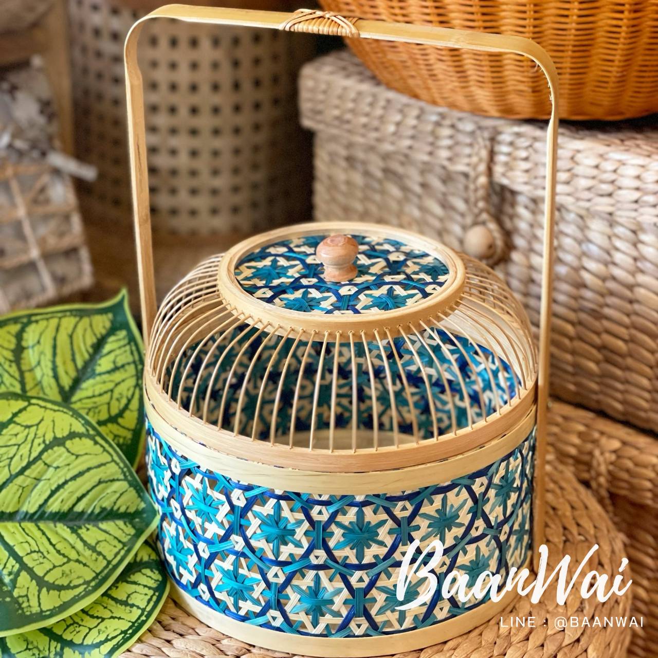 ปิ่นโต ลายพิกุล รุ่นฝากรงนก ขนาด 10 นิ้ว