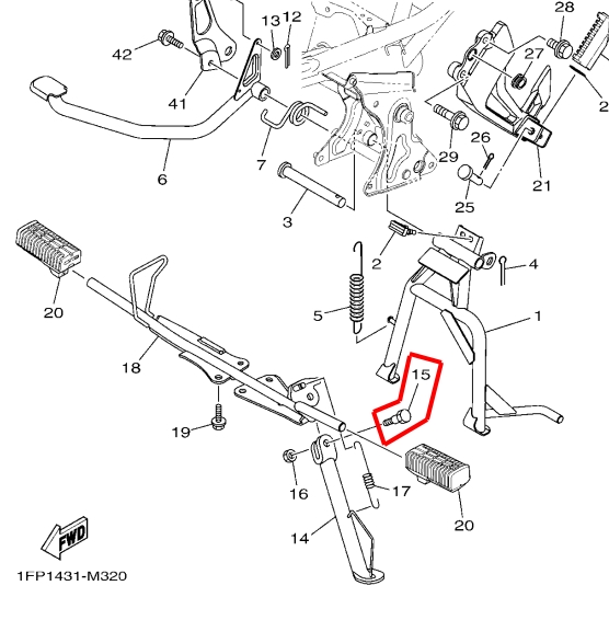 โบ๊ลท์ น็อตยึดขาตั้งข้าง สำหรับรุ่น NOUVO MIO FINO SPARK อะไหล่แท้ YAMAHA 90109-08850