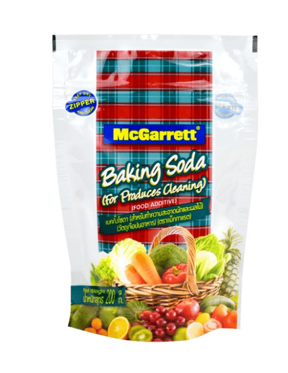 เบคกิ้งโซดาสำหรับทำความสะอาดผักและผลไม้ ตรา แม็กกาเร็ต McGarett Baking Soda for Produce Cleaning 200 g. (06-8499)