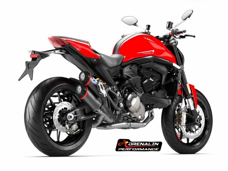 ท่อคู่ Racing termignoni สำหรับ Monster 937 ducati performance ท่อดำปากคาร์บอน พร้อมคอกลาง แทนที่แคต (For Exhibition only)