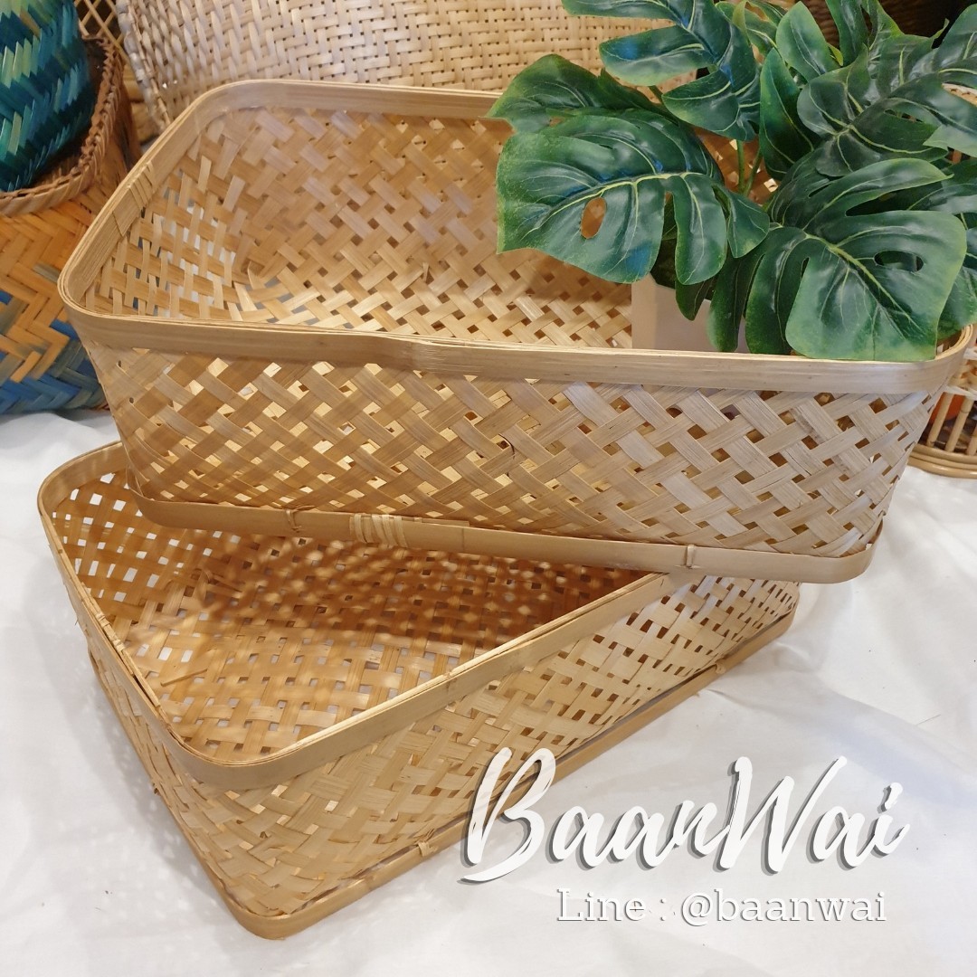 กล่องไม้ไผ่ ทรงเหลี่ยม