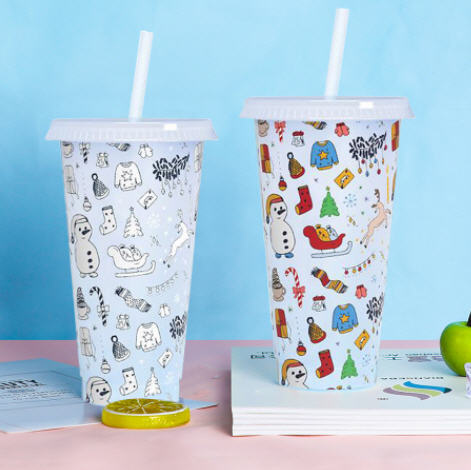 แก้วเปลี่ยนสี,แก้วพลาสติก,แก้วพร้อมหลอด,ขั้นต่ำ1,000ชิ้น