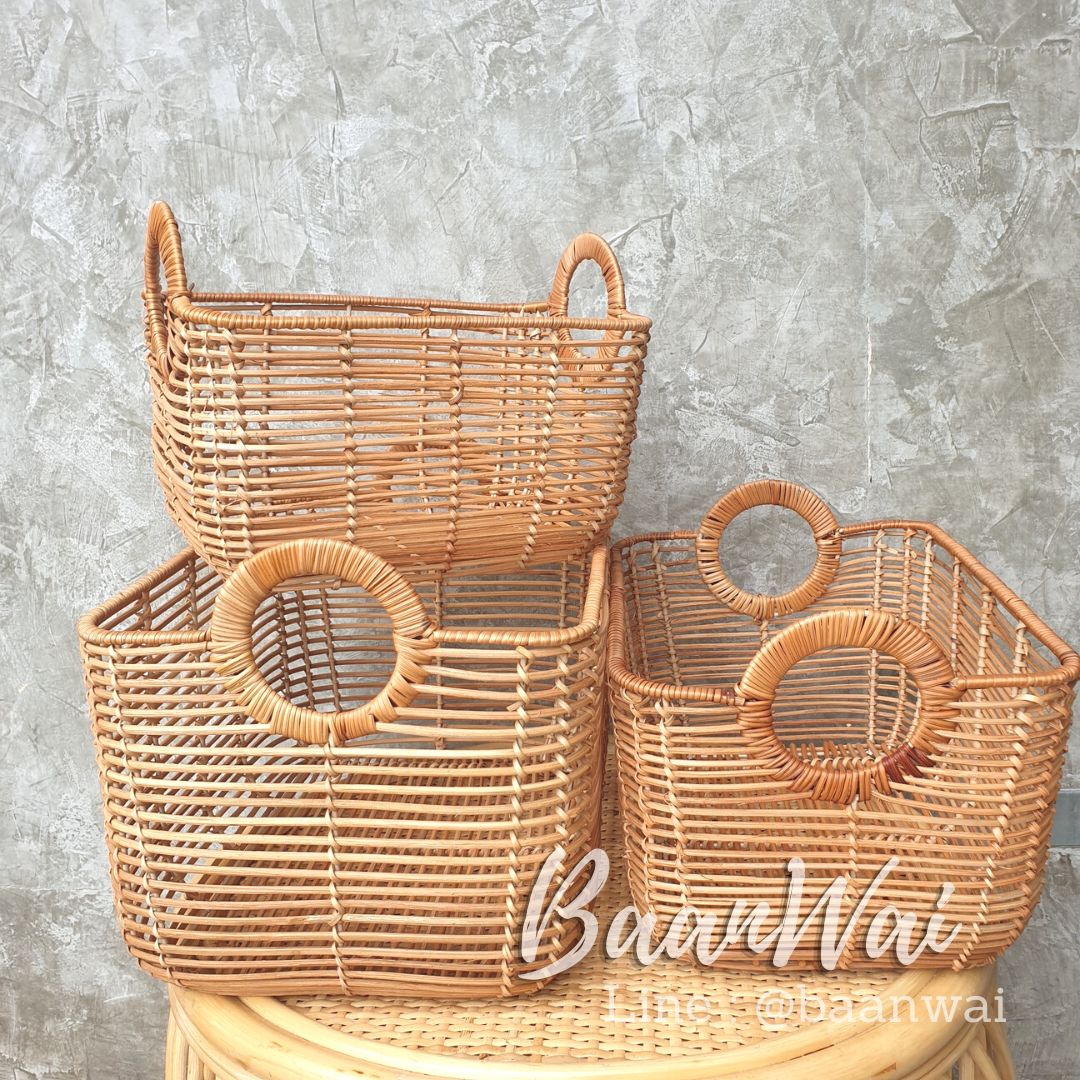 กล่องหวายโครงเหล็ก ลิ้นชักโครงเหล็ก (หูจับ)