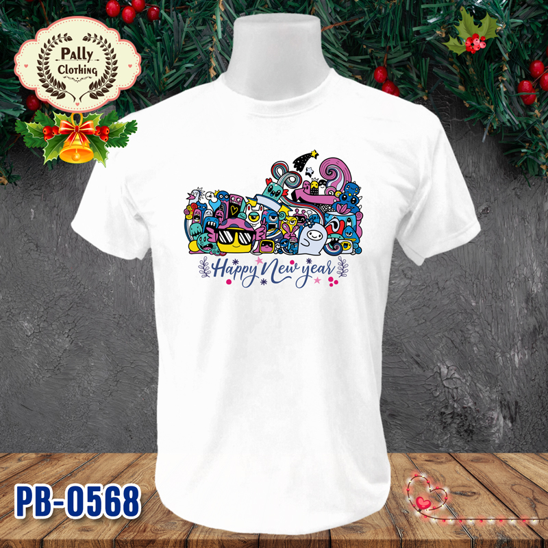 เสื้อปีใหม่และคริสต์มาส PB-0568 ลาย Happy New year