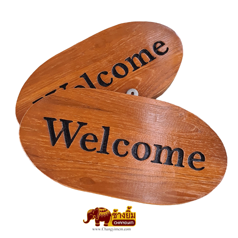 ป้าย WELCOME ( ไม้สัก )