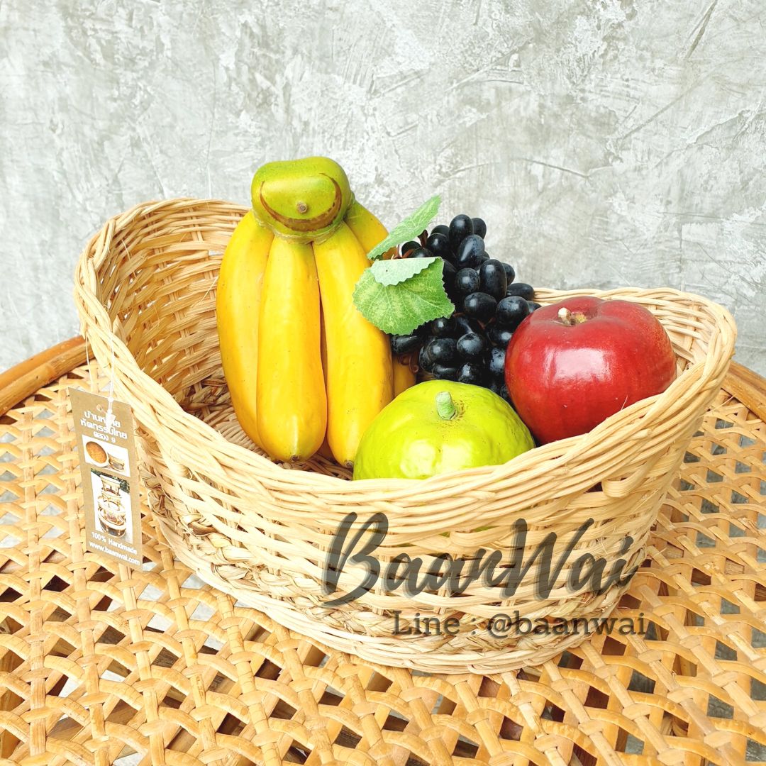 กระเช้าหวาย ทรงรีเรือ