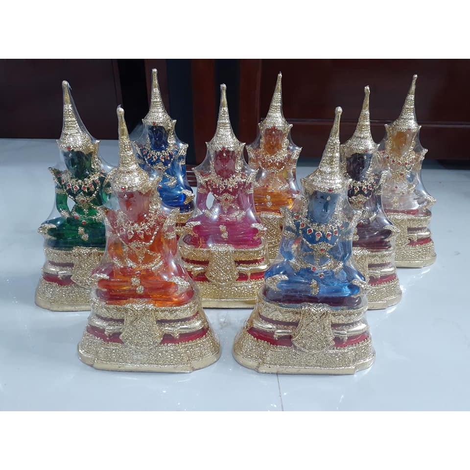 พระเเก้วมรกต จักพรรดิ ฐานกว้าง7นื้ว ปิดทองเค สีประจำวัน