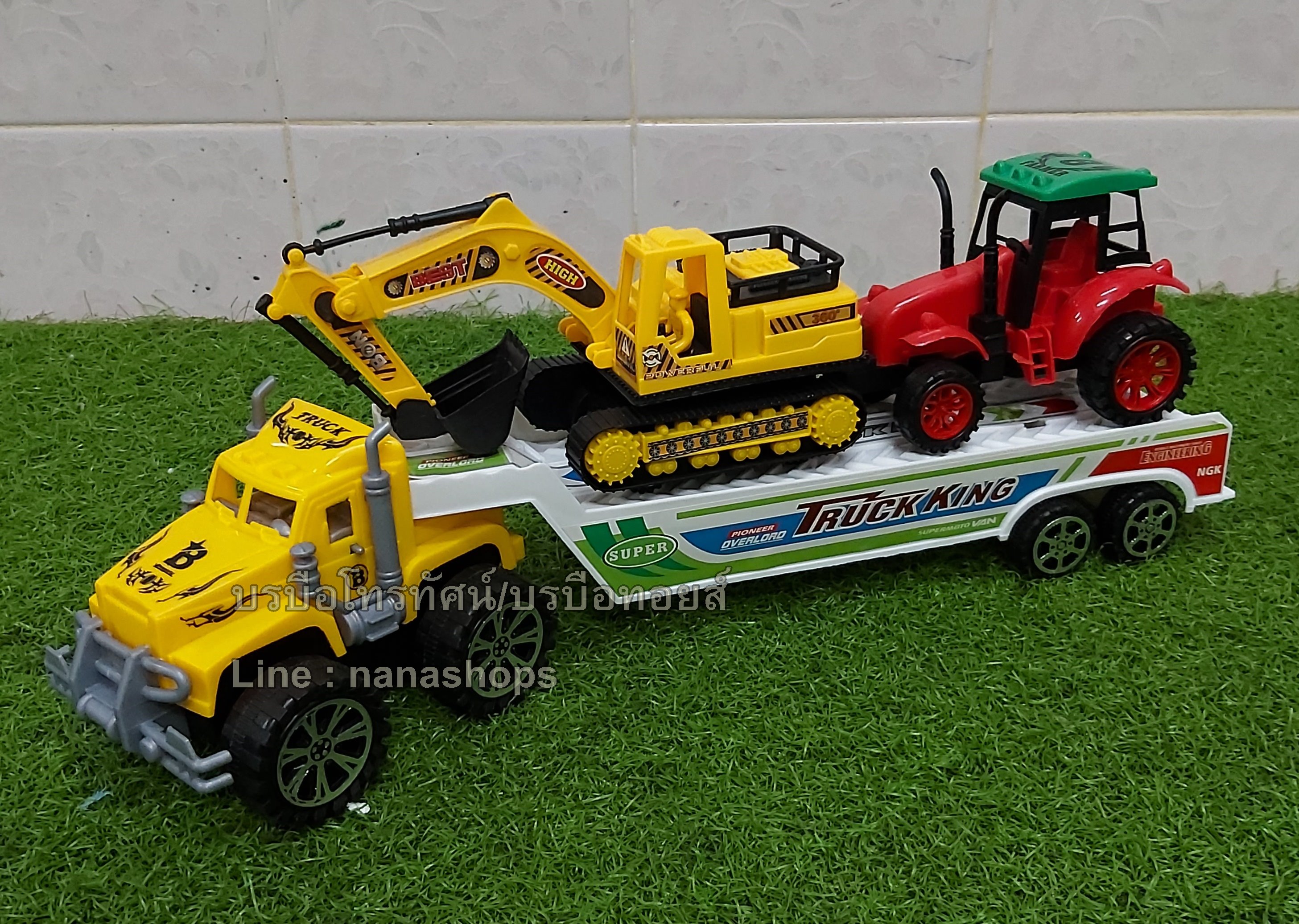 รถเทเลอร์พ่วงแม็คโคร(ก่อสร้าง)2คัน รถดั้ม โม่ปูน รถขนรถ รถพ่วง