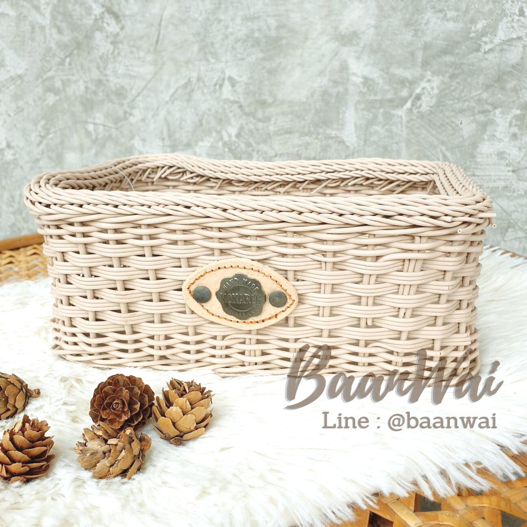 ถาดหวายเทียม ถาดหวายใส่ขนมปัง Size S 15*23*9 cm