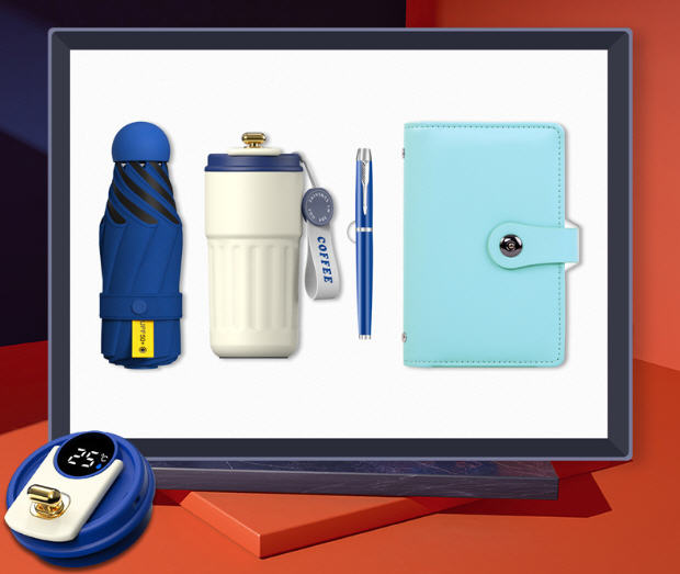 ชุดของขวัญปีใหม่,ชุดของขวัญของแจก,ชุดแก้วน้ำ+สมุดใส่นามบัตร,บัตรเครดิต+ปากกา+ร่ม,สกรีนโลโก้