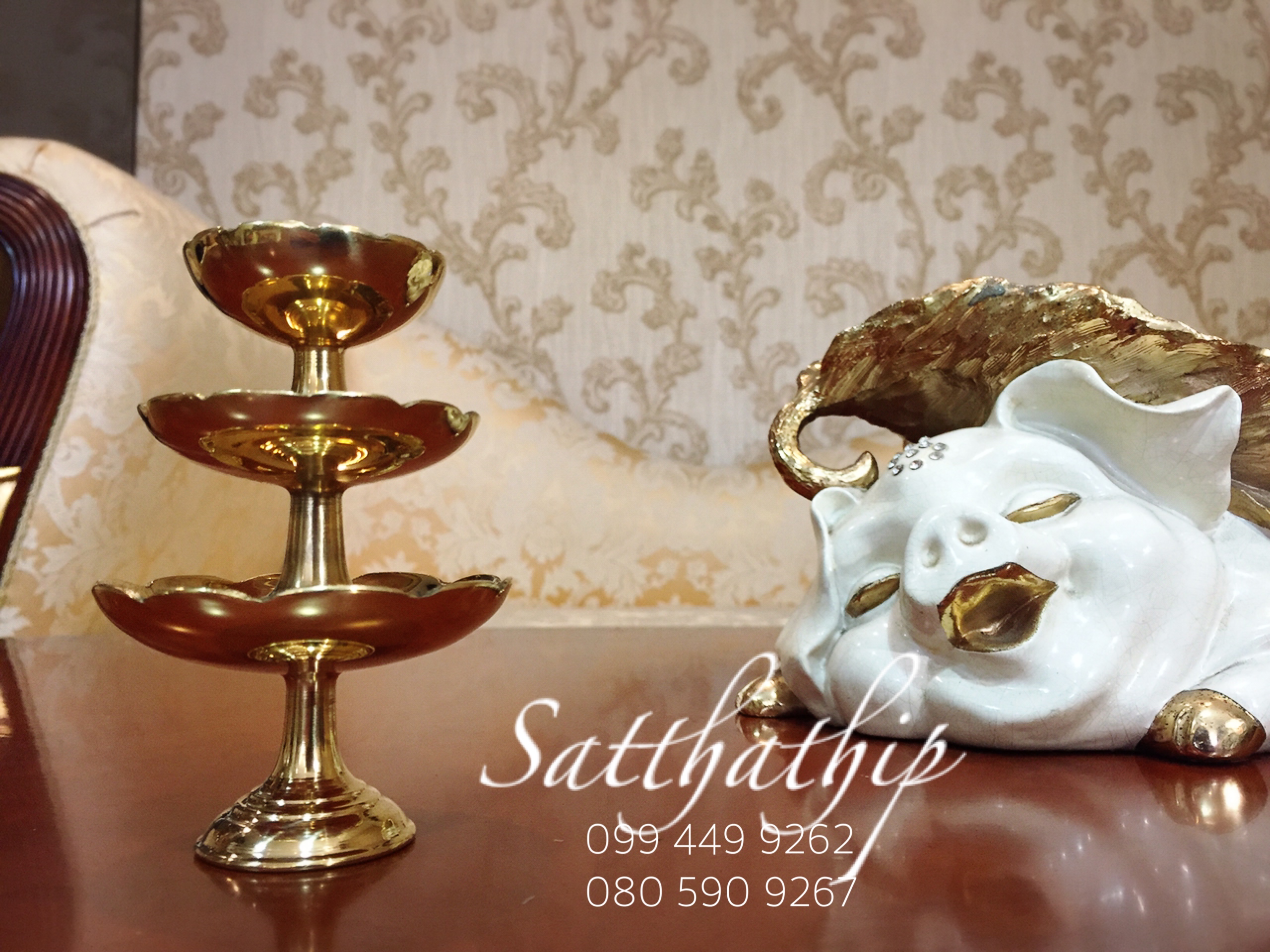 พานทองเหลือง ขนาด เส้นผ่าศูนย์กลาง 3 นิ้ว - พานทองเหลือง - พานปากจีบ ทองเหลือง