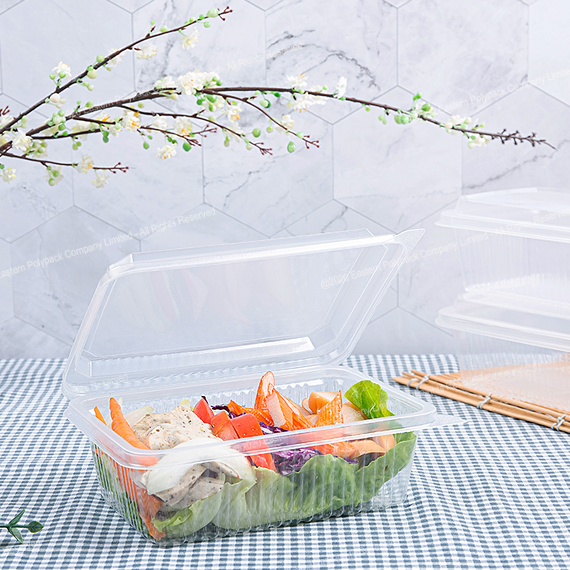 กล่องอาหารสี่เหลี่ยมใส1 ช่อง EPP 750 ml. ฝาติดกับตัว ห่อ 25 ใบ (09-7051)