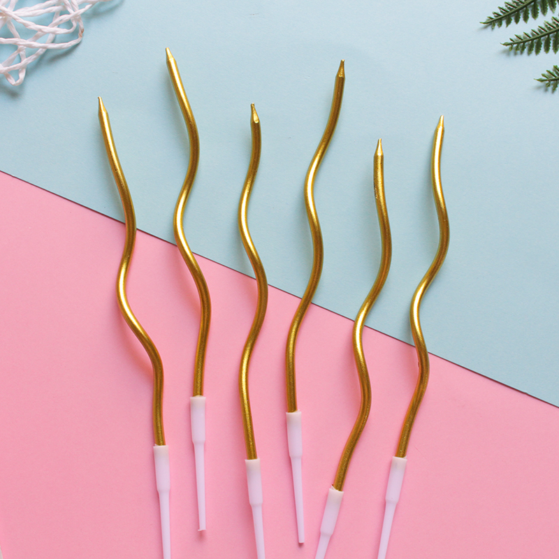 เทียนวันเกิด เกลียวยาวสีทอง 6ชิ้น/แพค Candles Gold color 14.5 cm. (12-8462)
