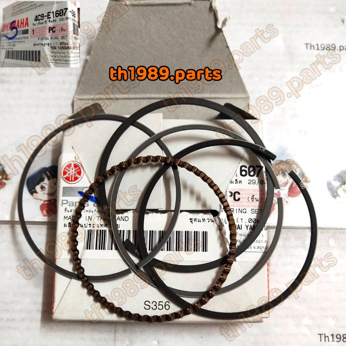 4C9-E1607-00 ชุดแหวนลูกสูบ (1.00มม. O/S) FINO คาร์บูเกจ์แยก , MIO Z , MIO MX , มีโอ ตาโต , 2ตา อะไหล่แท้ YAMAHA