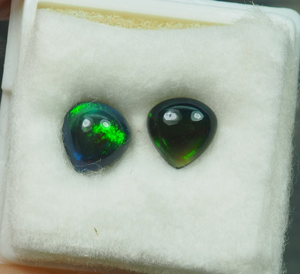 แบล็คโอปอล (Black Opal) 1.60 กะรัต 2 ชิ้น