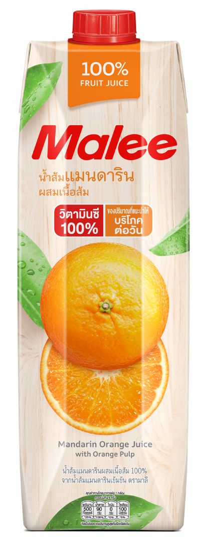 Malee Mandarin Orange Juice with Orange Pulp 1 ltr. น้ำส้มแมนดาริน 1 ลิตร (05-6349-10)