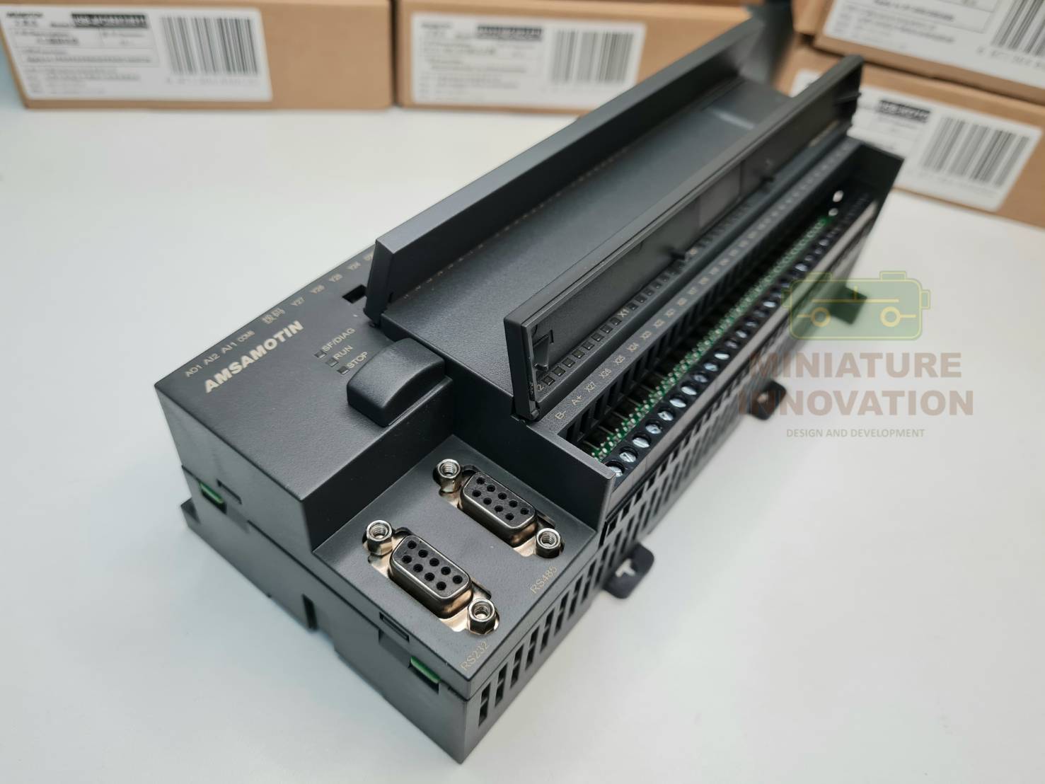 AMX FX3U-48MR for Mitsubish MELSEC Series FX3U PLC Amsamotion RS485 RS232 Relay Transistor 2AI/1AO 24DI/24DO MODBUS Analog Controller USB-SC09-FX Programming Cable