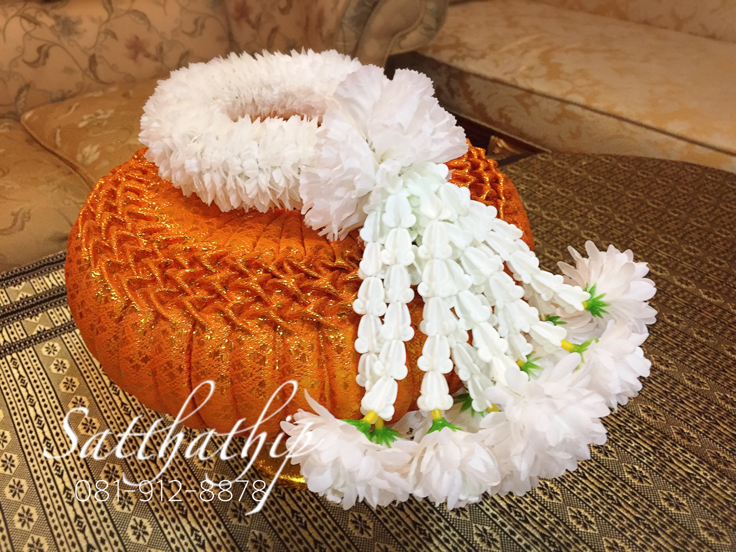 พวงมาลัยผ้า ดอกมะลิ สีขาว - Fabric garland - Jasmine garland