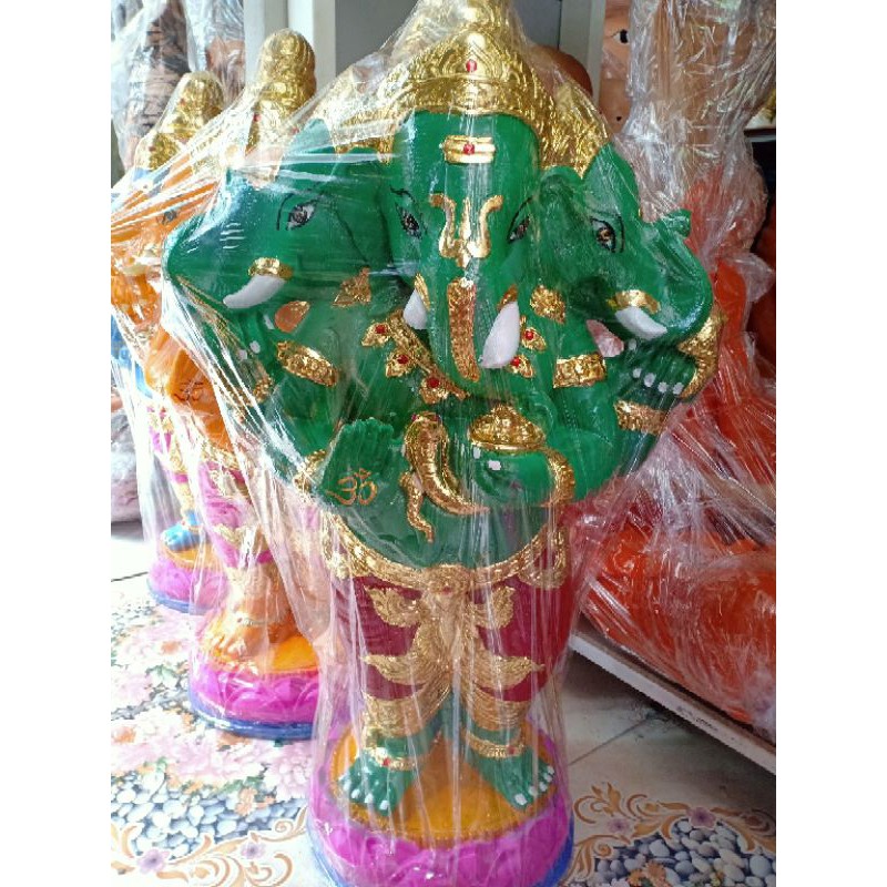 พระพิฆเนส พระพิฆเนศ พระพิฒเนศ 3 เศียร องค์ใหญ่ม๊วกกกกกกก เนื้อเรซิ่น อลังการ