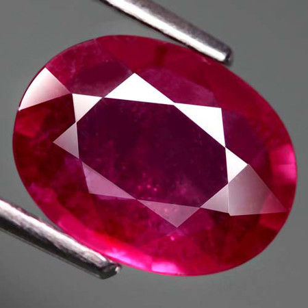 พลอยทับทิม (Ruby) 3.45 กะรัตสีแดงชมพู