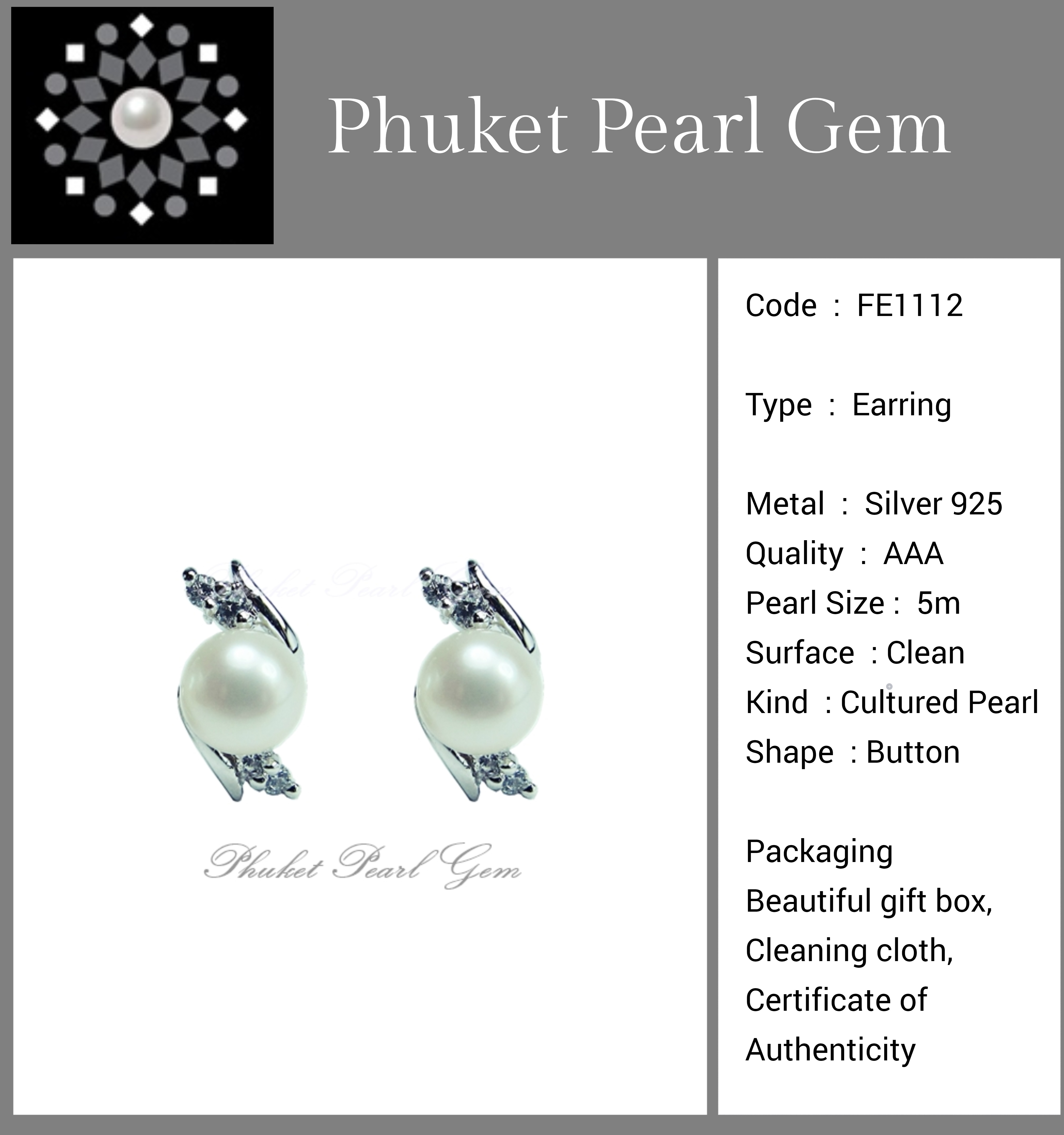 Phuket Pearl Gem Mini Pearl Earring
