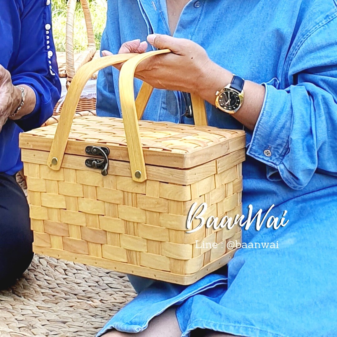 ตะกร้าไม้สาน ตะกร้าปิคนิค ตะกร้าปิคนิคไม้สาน ปิคนิคสาน ปิคนิค