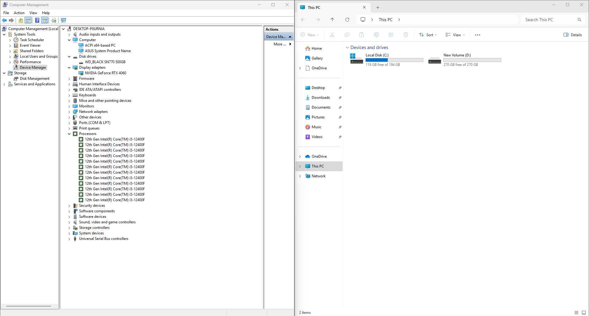 PC ประกอบ Intel Core i5-12400F/Ram 32GB/SSD 500GB/NVIDIA GeForce RTX 4060