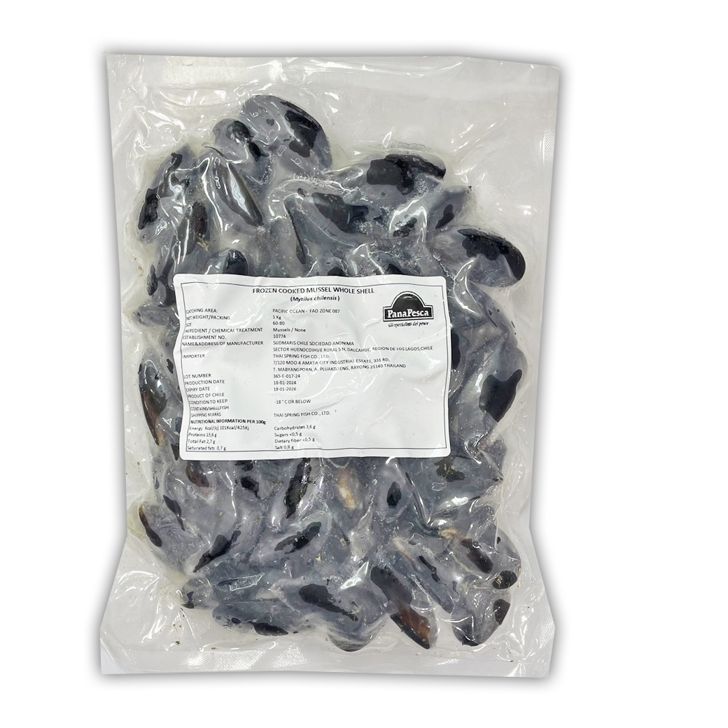 หอยแมลงภู่แช่แข็ง Panapesca Mussels Cooked Whole 1 kg. (Frozen) (05-8825)