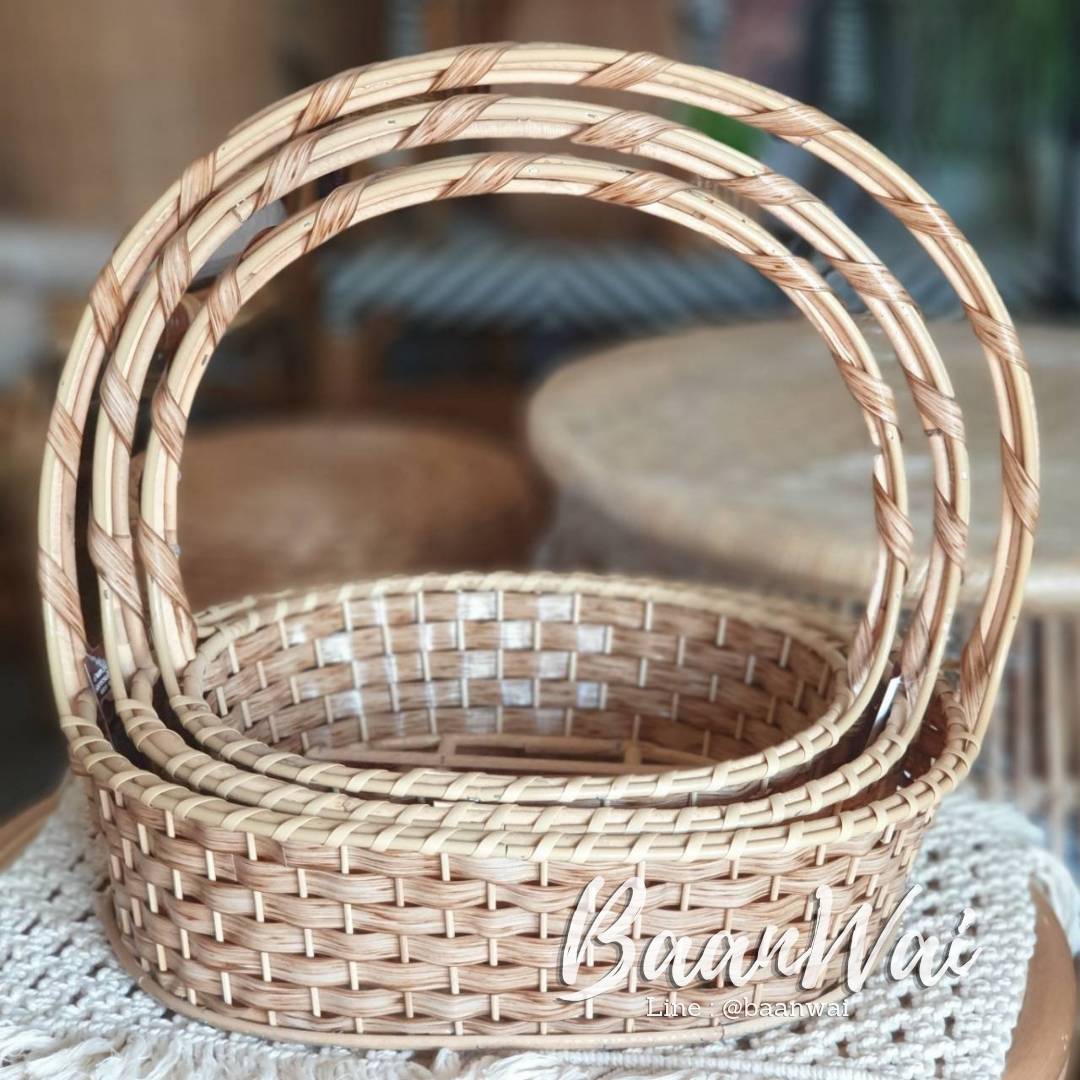 กระเช้าหวาย Code-003 ทรงรี