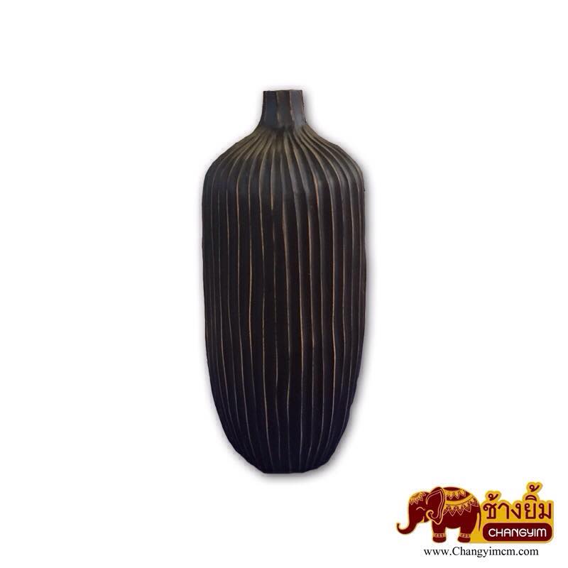 แจกันขูดบวบ ( สีดำด้าน )