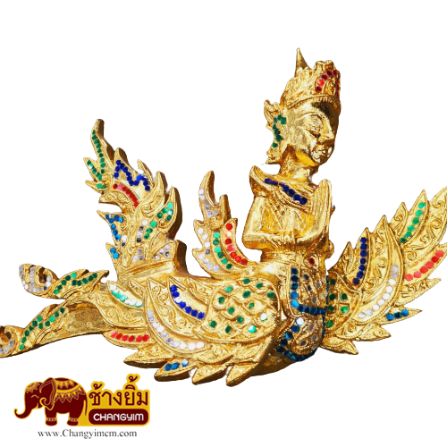 กินรีแกะสลักลงทองคำ ( แบบแขวน )