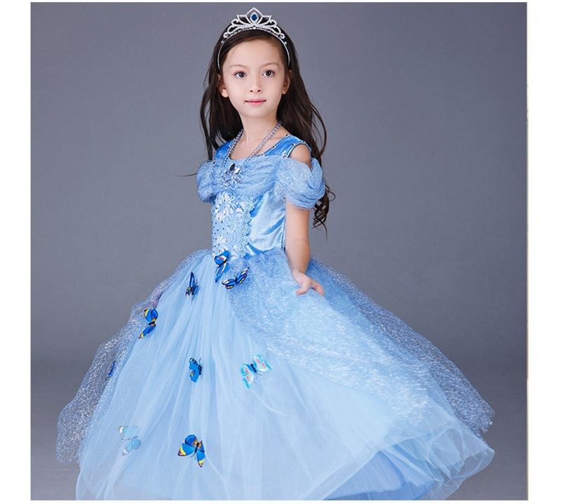 ชุดเจ้าหญิงซินเดอเรลล่า ติดผีเสื้อ ของจริงสวยมากค่ะ รหัสสินค้า cin 231 ไซส์ 110 120 130 140 150