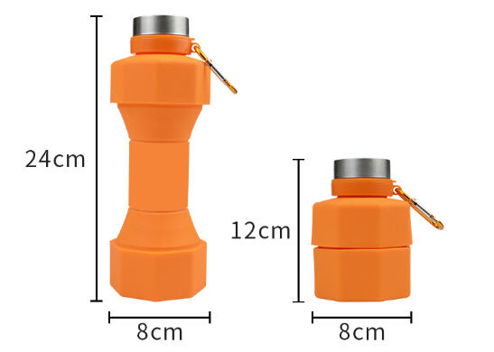 ขวดน้ำซิลิโคนพับได้,ขวดน้ำซิลิโคน,ขวดน้ำดัมเบล,650ml