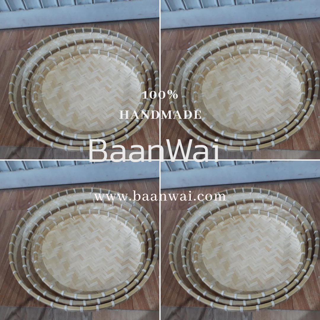 กระด้งไม้ไผ่ ลายสอง