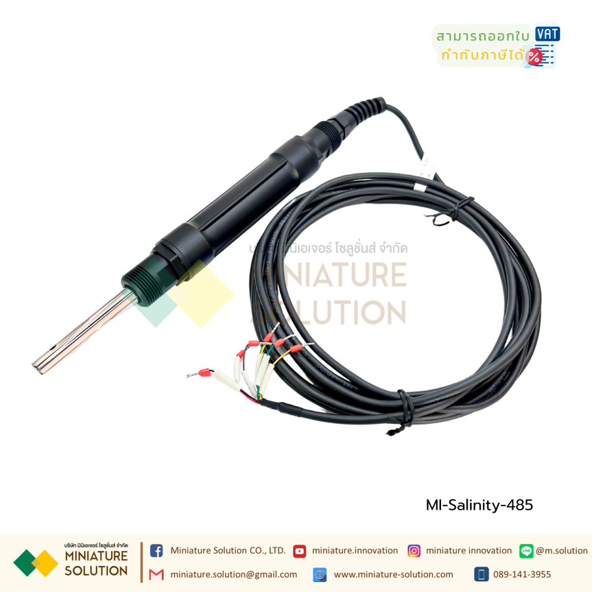 เซ็นเซอร์วัดค่าความเค็มในน้ำ Salinity Sensor electrode probe RS-485 MODBUS RTU Output Seawater salinity sensor : (485) + (4-20mA) dual output, 5% range 5m line