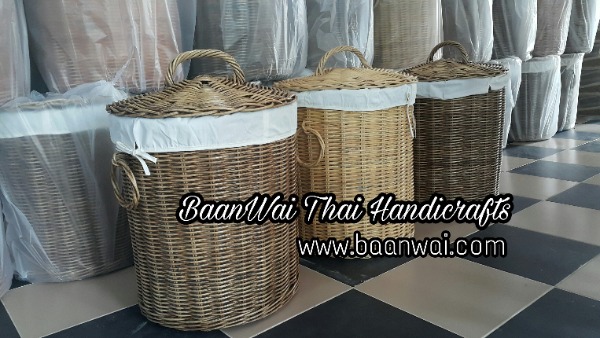 ตะกร้าผ้า หวายแท้ ถังหวายใส่ผ้า ตะกร้าผ้าซัก มี 2 สี